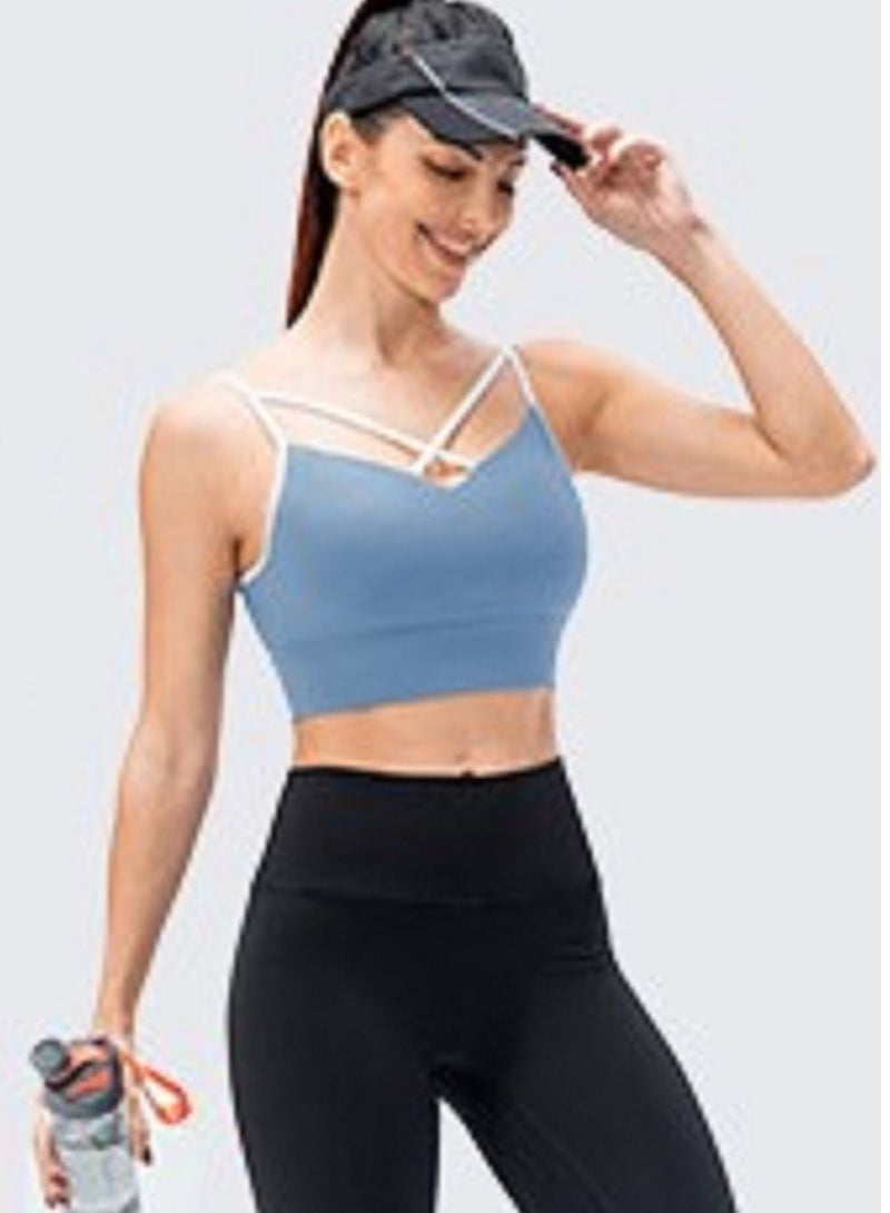 New  nylon shock gathering running bra yoga vest