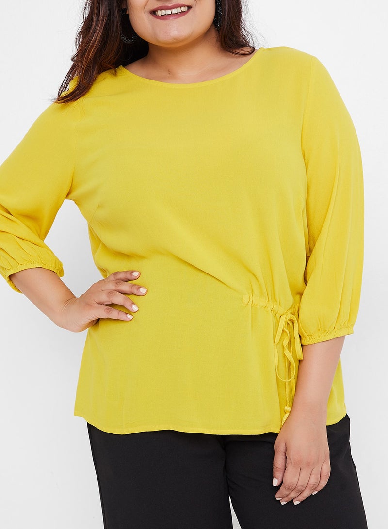 Drawstring Detail Top Sulphur