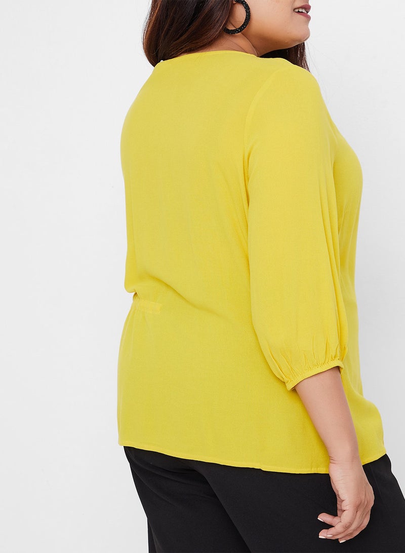 Drawstring Detail Top Sulphur