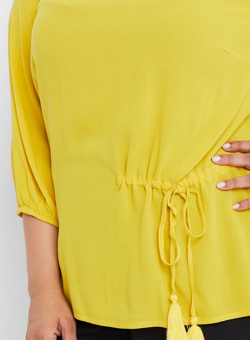 Drawstring Detail Top Sulphur