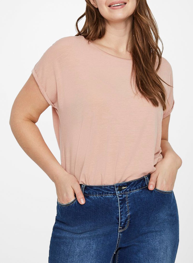 Rolled Sleeve Top Pink