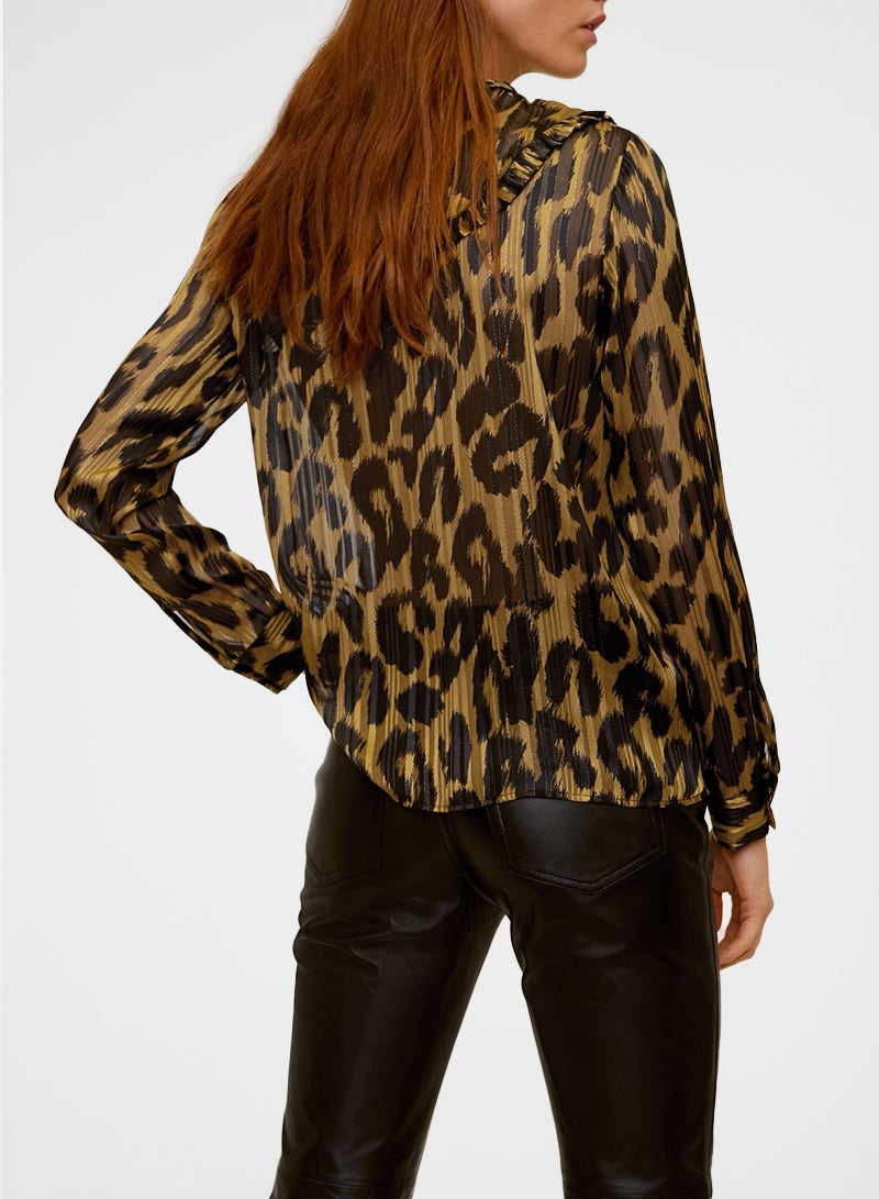 Leopard Print Metallic Top Brown/Black