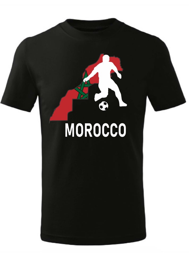 Morocco Football Team World Fans printed T shirts Supporting The Team Football Team Jersey T shirts For Men | Women | Kids to win the cup (Black)