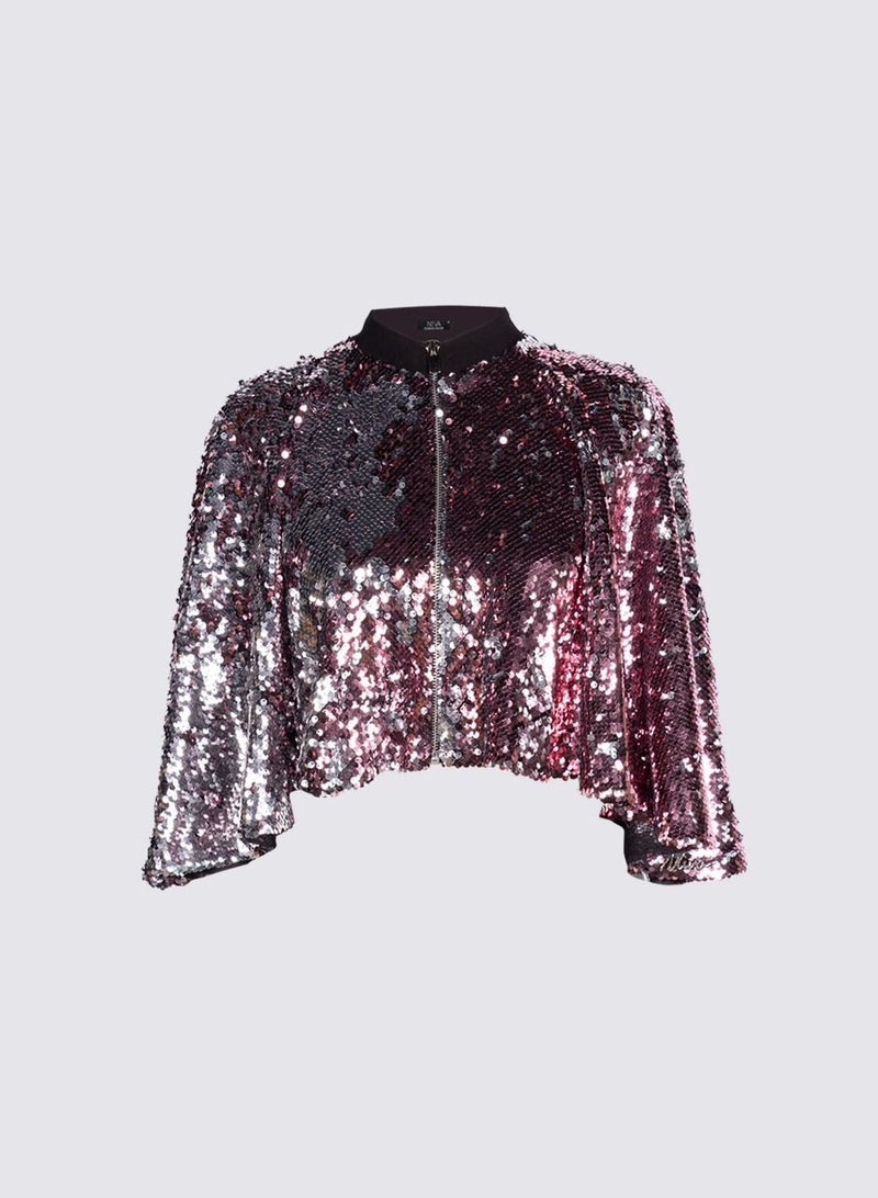 Grace - Flared Cape Sequins Top