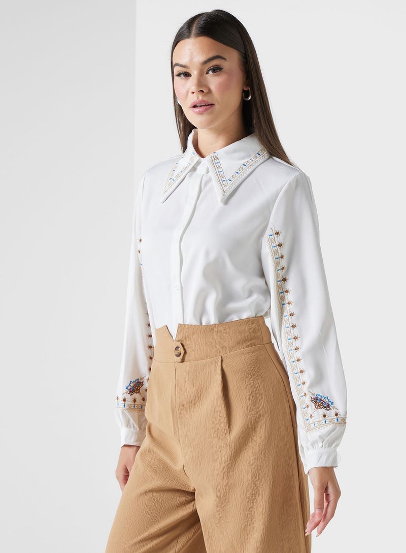 Printed Sleebe Button Down Shirt