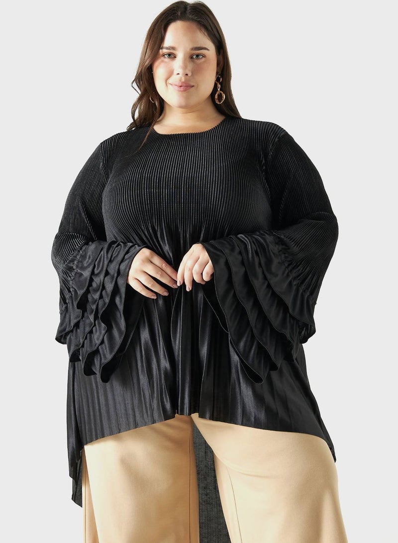 Ruffle Sleeve Tiered Top