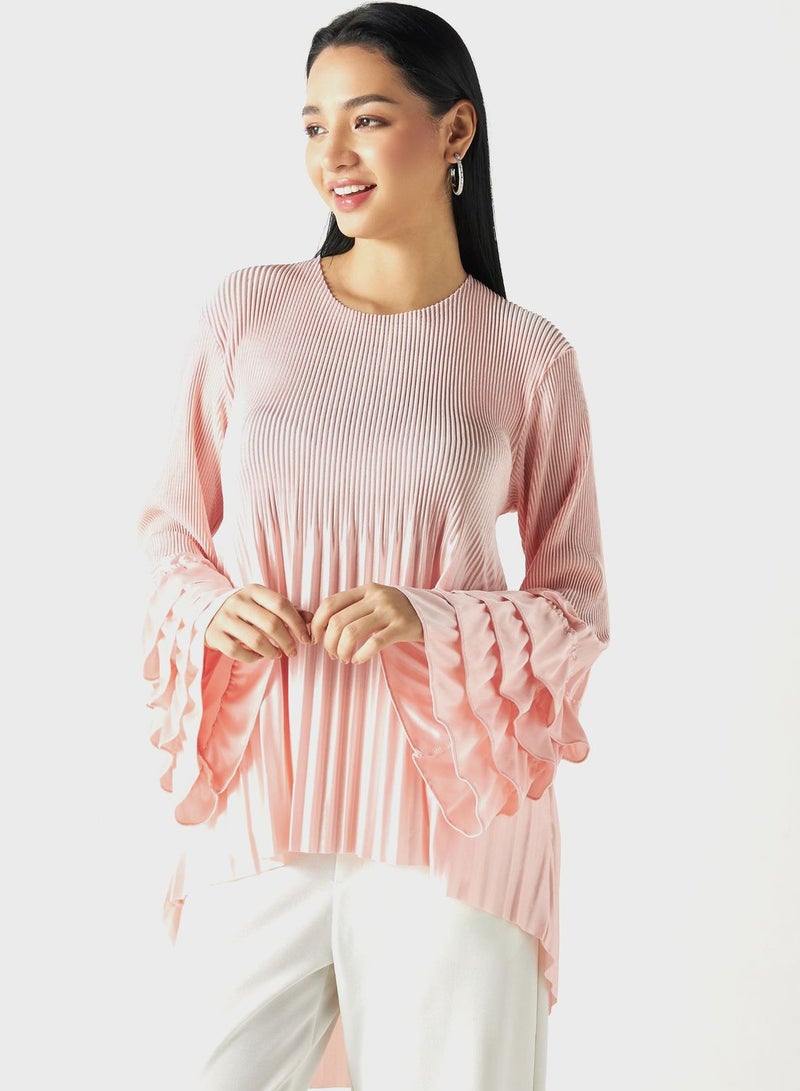 Ruffle Sleeve Tiered Top