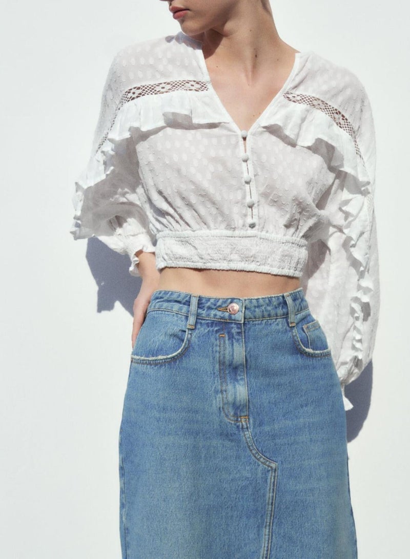 Women Cropped  Cotton Top