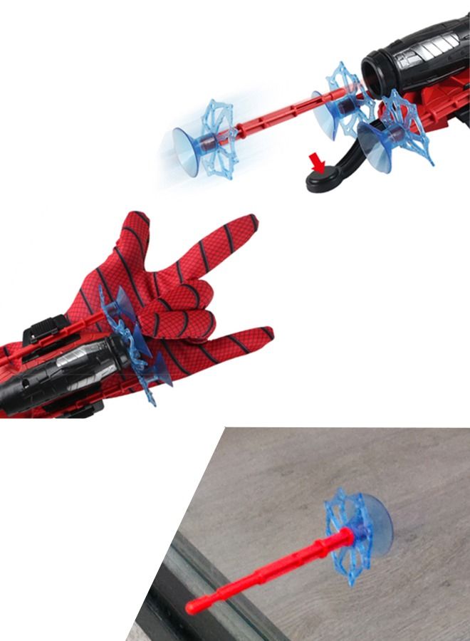 7Pcs Superhero Launcher Toy Set, Spiderman Costume Set，Superhero Capes and LED Mask, 1 Launcher, 1 Glove, 3 Sucker Bullets,Gift for Kids