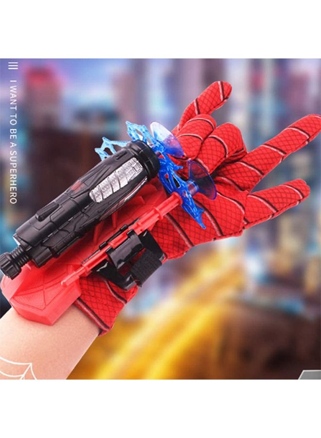 7Pcs Superhero Launcher Toy Set, Spiderman Costume Set，Superhero Capes and LED Mask, 1 Launcher, 1 Glove, 3 Sucker Bullets,Gift for Kids