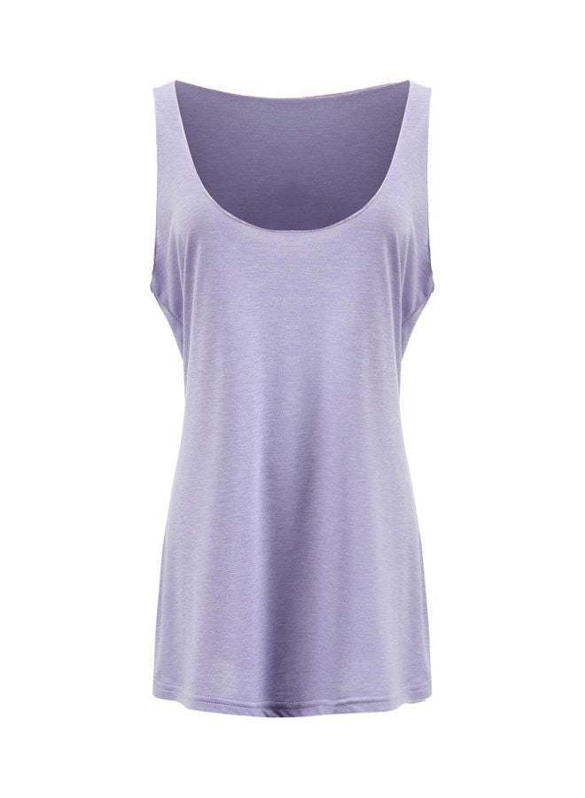 Scoop Neck Solid Tank Top Purple