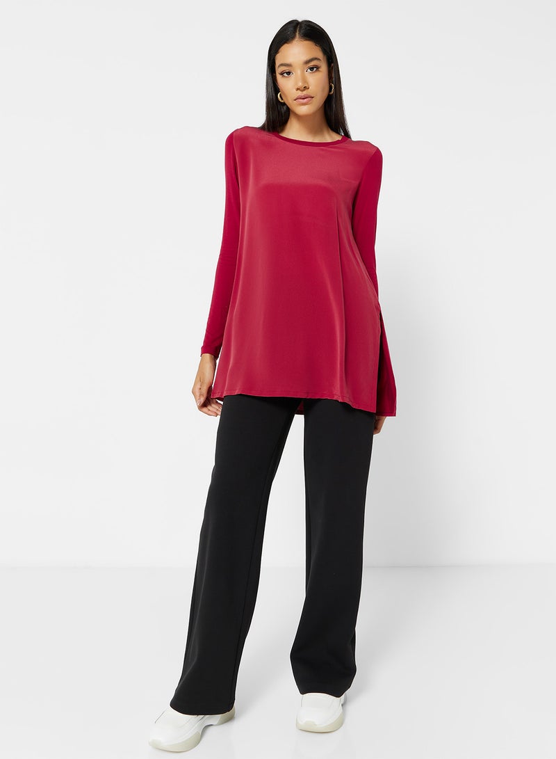 Long Sleeve Tunic Top Red