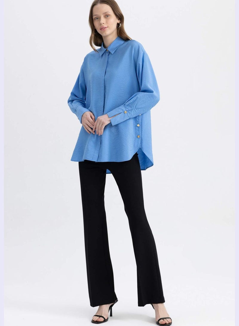 Woman Woven Long Sleeve Tunic