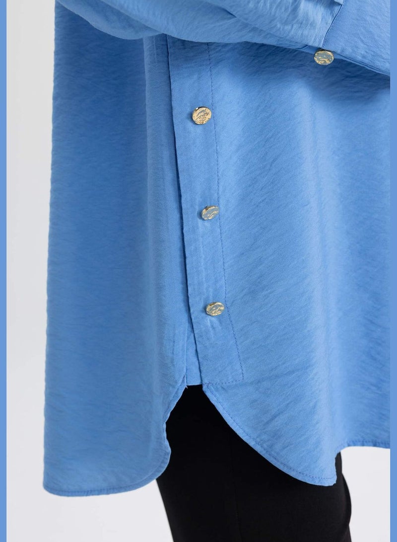 Woman Woven Long Sleeve Tunic