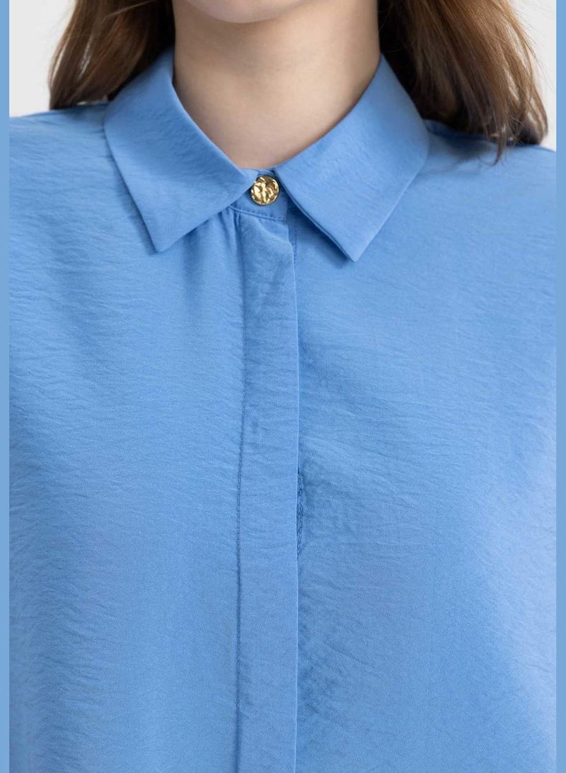 Woman Woven Long Sleeve Tunic