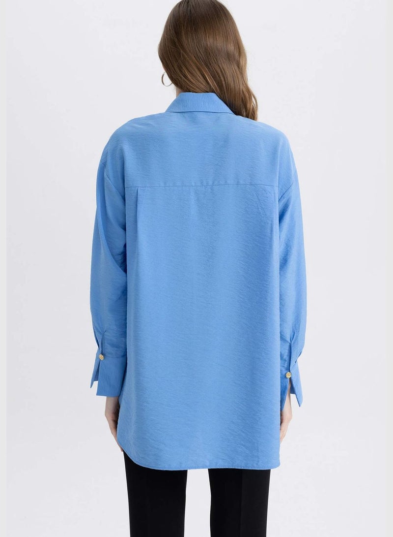 Woman Woven Long Sleeve Tunic