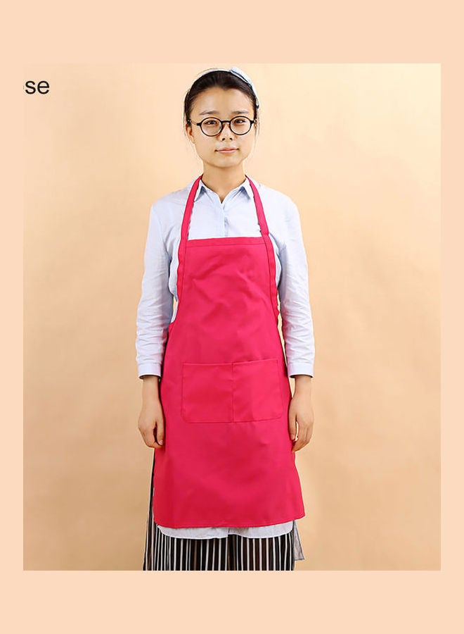 Solid Colour Back Self-Tie Kitchen Restaurant Cooking Bib Apron with Pocket Rose