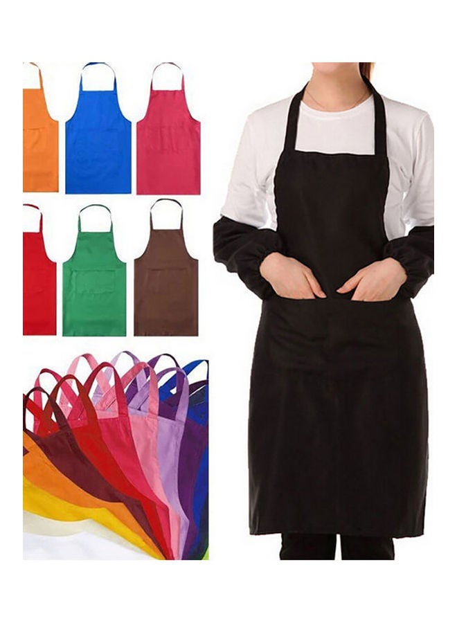 Solid Colour Back Self-Tie Kitchen Restaurant Cooking Bib Apron with Pocket Orange