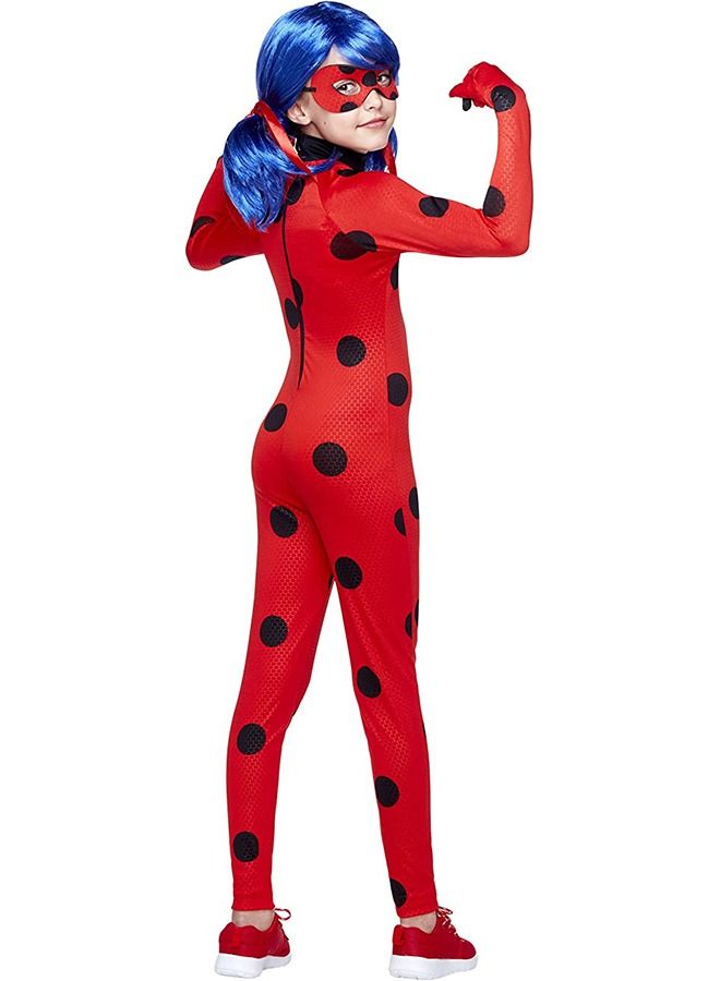 3PCS Miraculous Ladybug Costume Ladybug Cosplay Costume Kids Costume with Eye Mask ,Bag