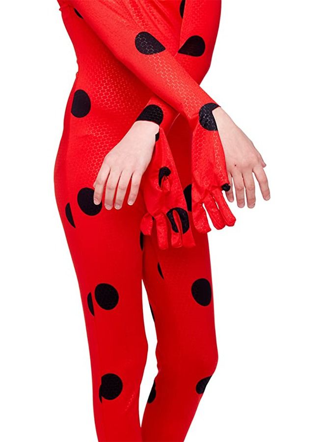 3PCS Miraculous Ladybug Costume Ladybug Cosplay Costume Kids Costume with Eye Mask ,Bag