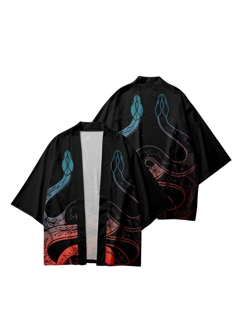 Summer Feather Weaving Ethnic Style Kimono 3D Digital Printing Casual Sports Cloak