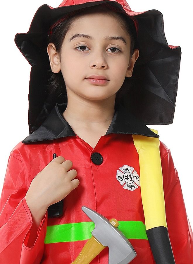 Fireman Costume Pretend Play Set Firefighter Costume for Kids Firechief Outfit for School Costumes, Costume Parties, Role Play with Complete Firefighter Accessories