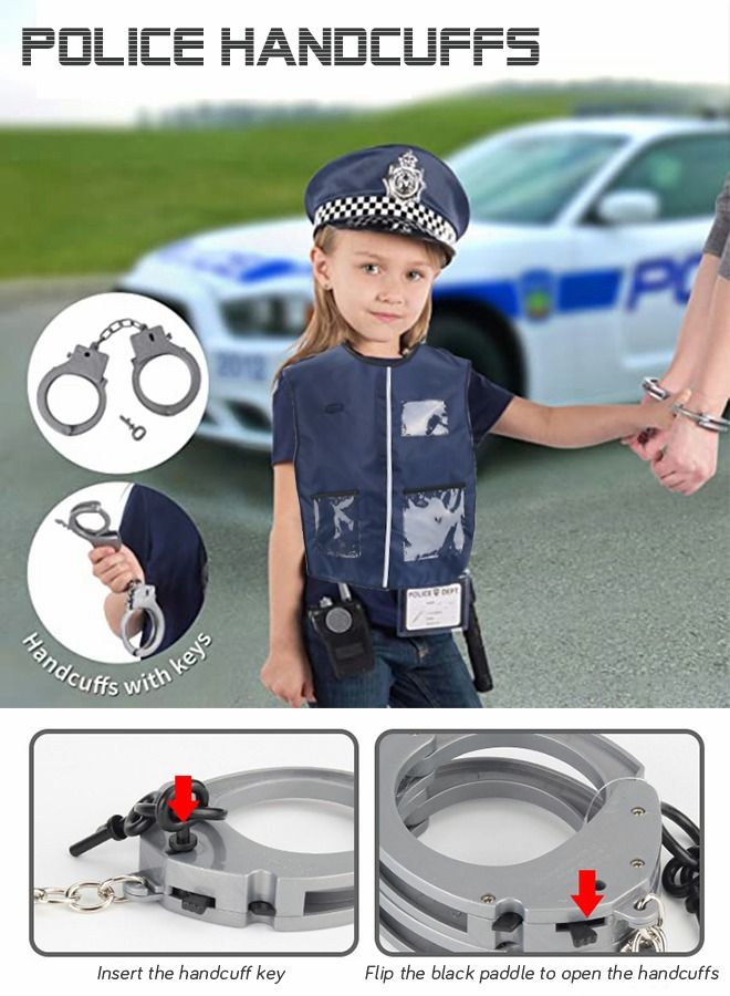 Police Costume Toys With Clothes Hat Handcuffs Baton For Kids Dress Up & Pretend Play