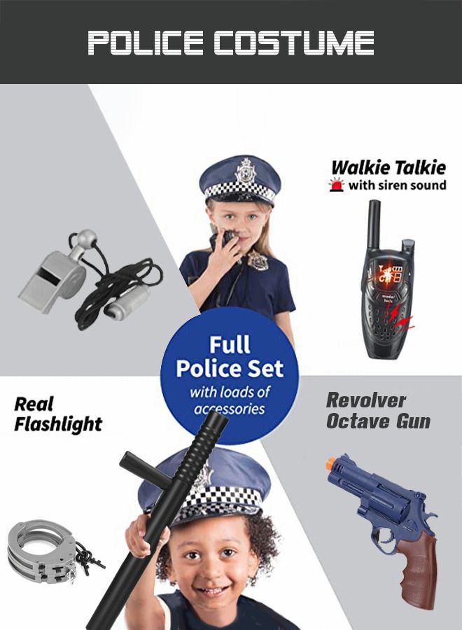 Police Costume Toys With Clothes Hat Handcuffs Baton For Kids Dress Up & Pretend Play