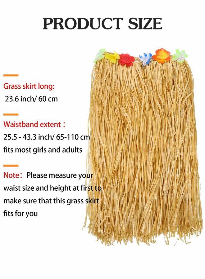 Hawaiian Grass Hula Skirt Costume Set Girl's Necklace Leis Garland Bracelets,Hawaiian Party Decoration,Hawaiian Hula Grass Skirt Sunglasses Leis Set