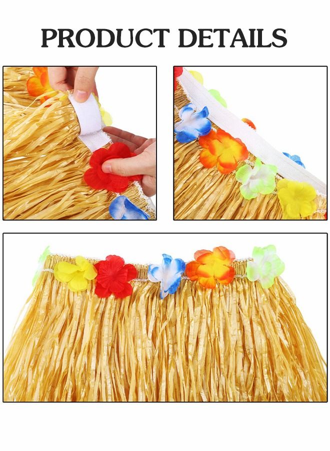 Hawaiian Grass Hula Skirt Costume Set Girl's Necklace Leis Garland Bracelets,Hawaiian Party Decoration,Hawaiian Hula Grass Skirt Sunglasses Leis Set