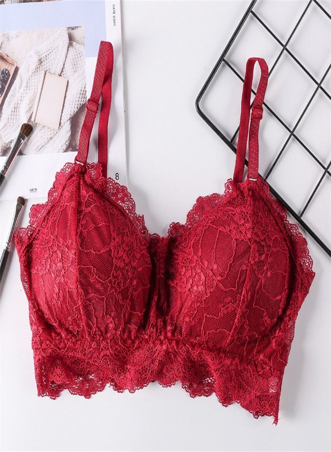 Beauty Back Solid Elastic Bra Red