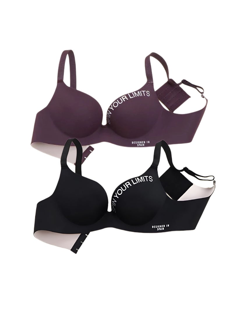 2-Pieces Ladies Seamless Wireless Push Up Bra