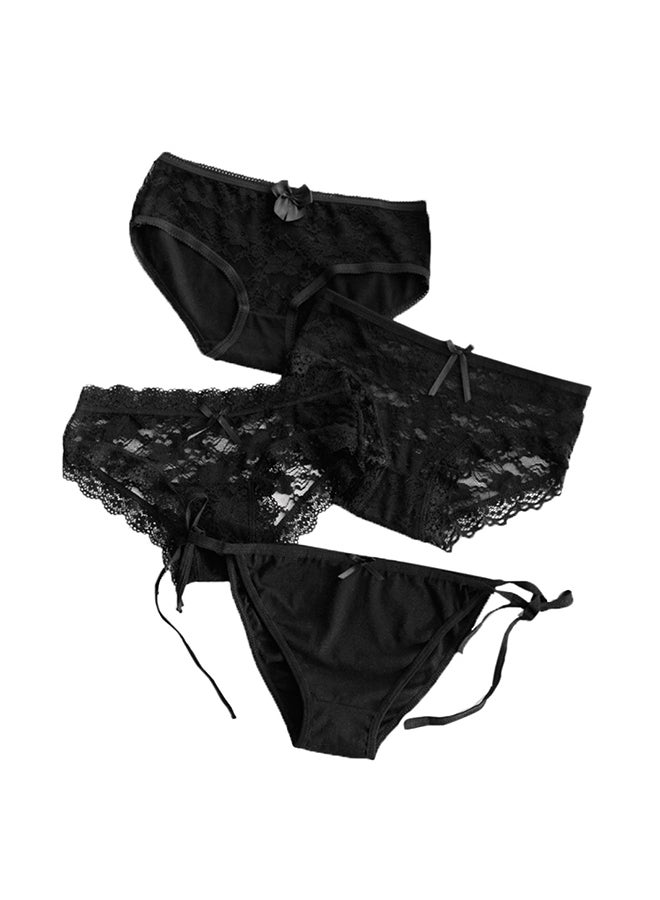 4-Piece Solid Pattern Comfy Brief Set Black