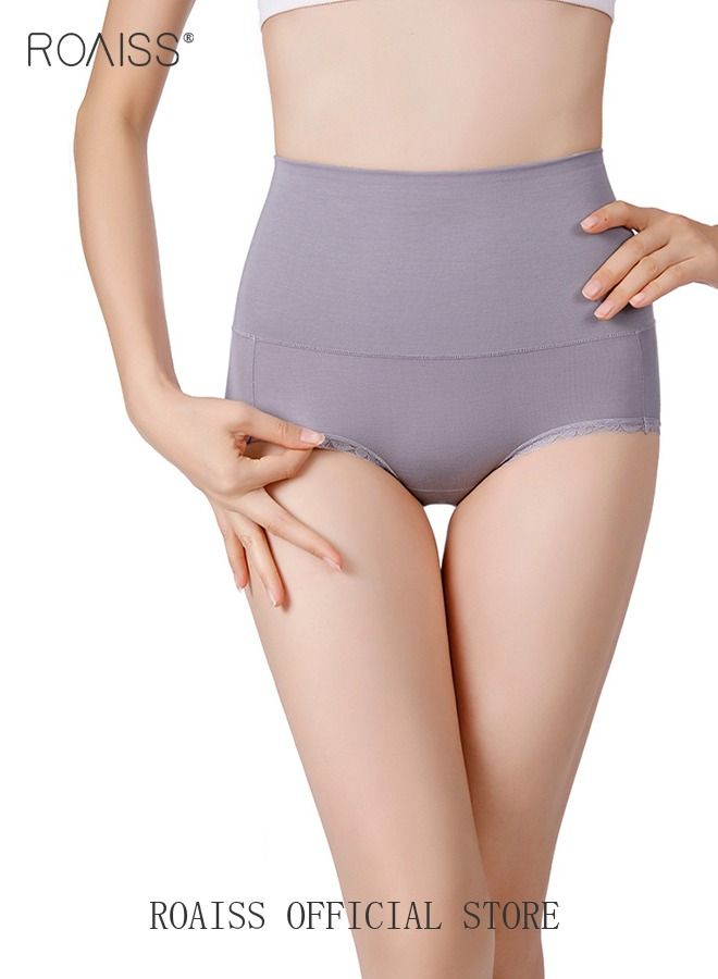 3 Piece of Women's Briefs Set 60S Modal Cotton Elastic High Waisted Antibacterial Underwear Comfortable Breathable