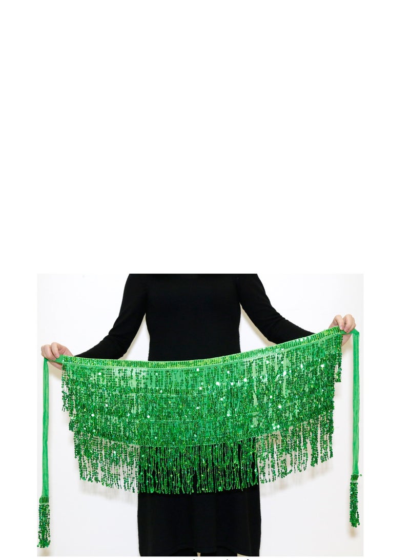 Squality Women Belly Dance Scarf Green(four layers)