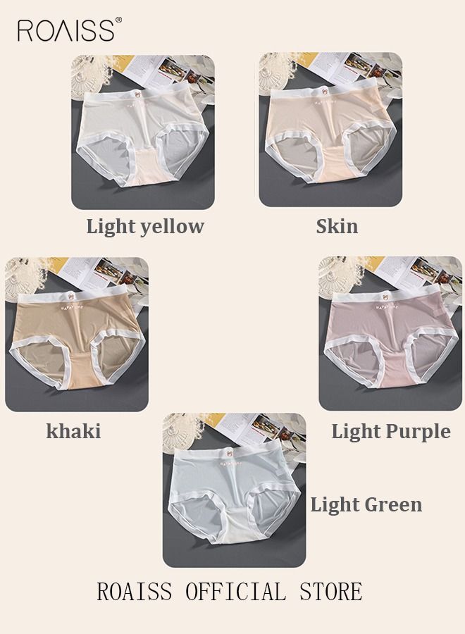 5 Piece Breifs Women Safety Panties Ultra thin Ice Silk Leggings Antibacterial Underwear Breathable Stretch Shorts Women High-rise Stretch Traceless Smooth Skinny Britches