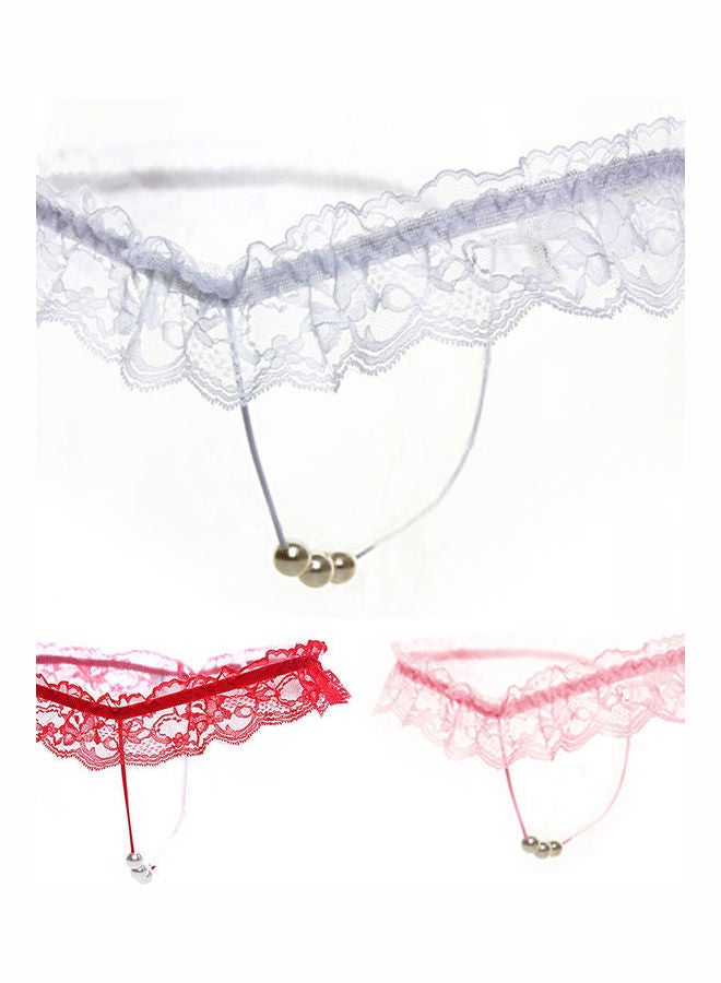 Faux Pearl Panties Red