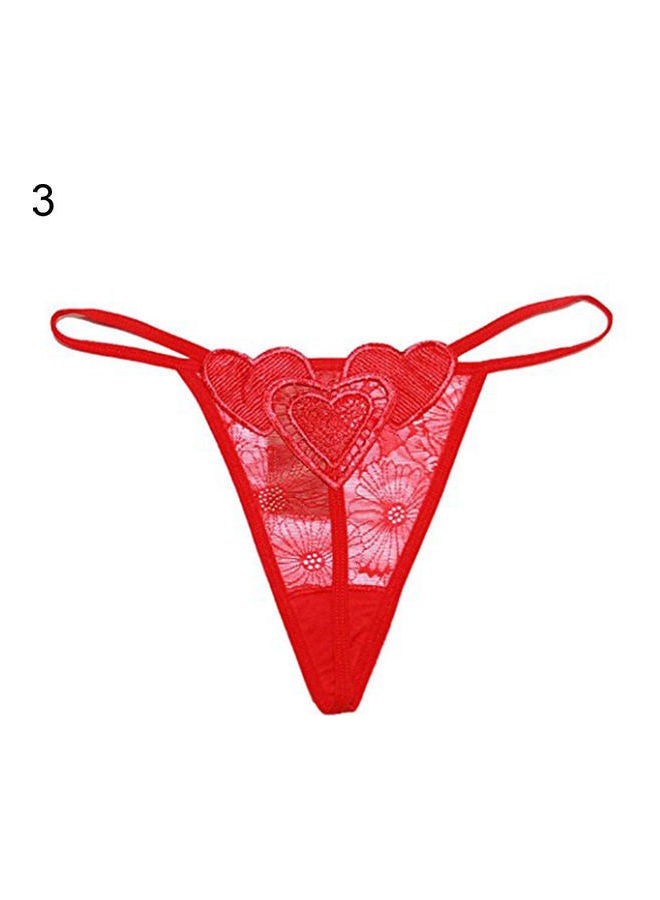 Women Love Heart Low Waist Panty G-String Underwear Red