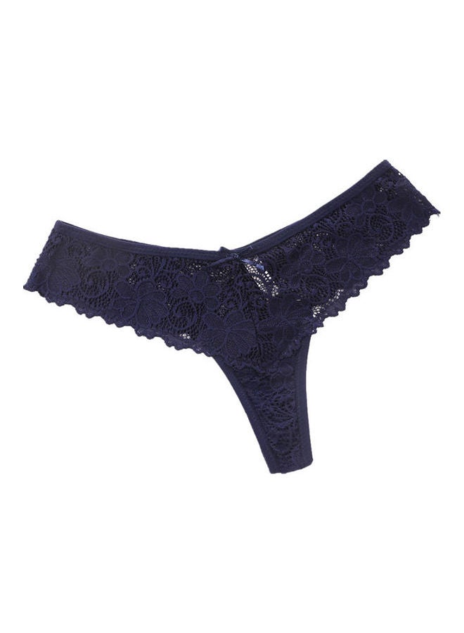 Lace Detail G-String Thong Dark Blue