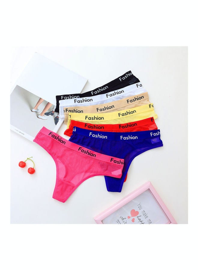 Fashion Letter Breathable Mesh Low Rise G-String Underwear Women Panties Sapphire Blue