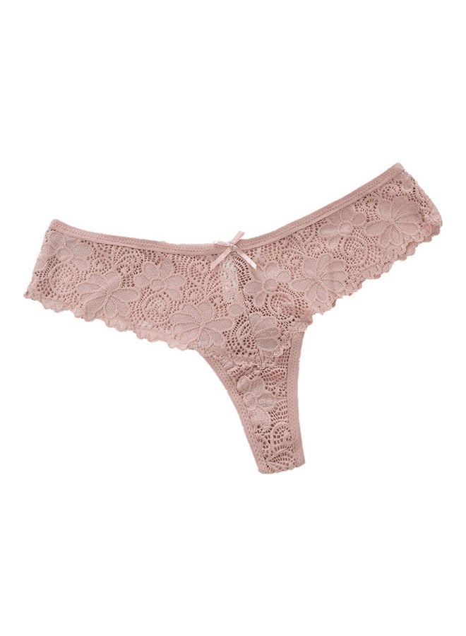 Lace Detail G-String Thong Complexion