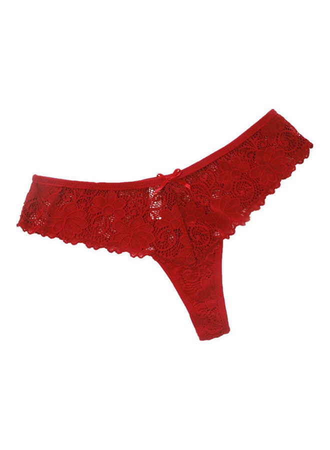 Lace Detail G-String Thong Red