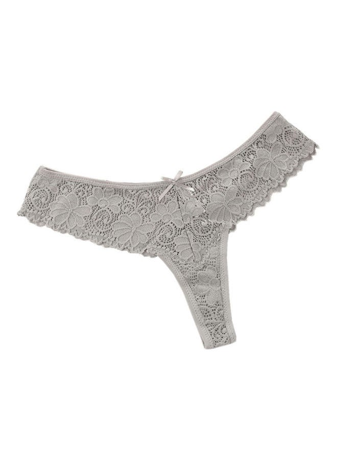 Lace Detail G-String Thong Grey