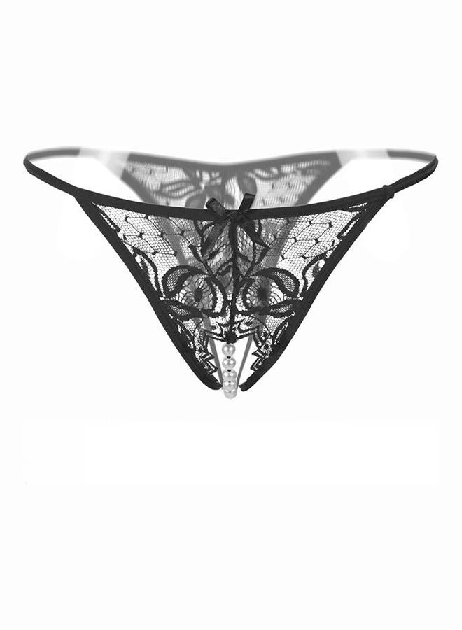 Low Rise Lace Thong Black