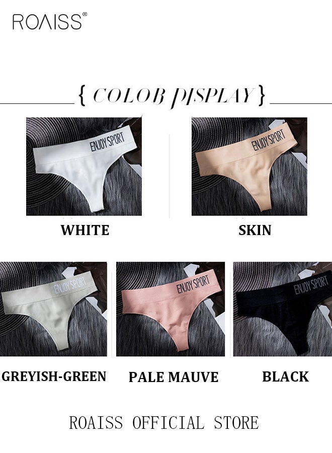 5 Piece Breifs Women Cotton High-Rise Bikini Briefs G-String Thong Stretch Panties Underwear Women's Sports Gym Underwear Letter Wide Waist Traceless Leggings