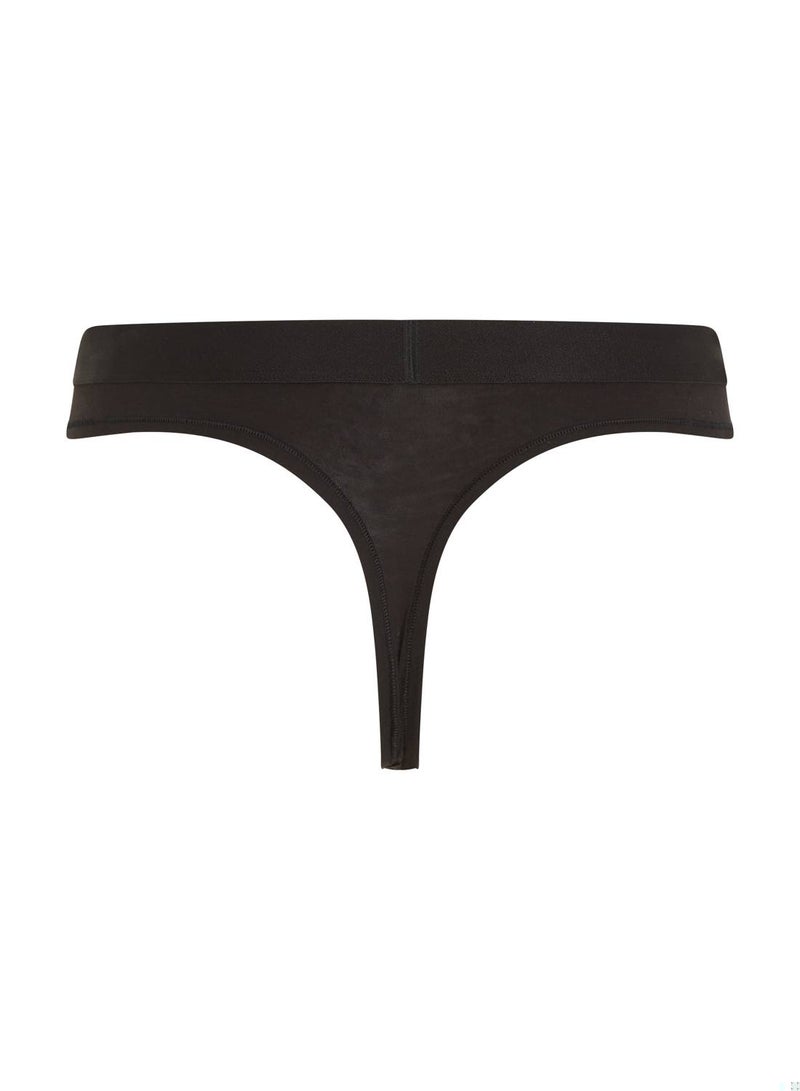 Women's Original Logo Waistband Thong Underwear Bottoms, Black