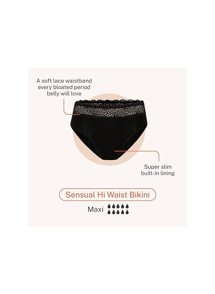 Sensual Hi-Waist Bikini - Maxi Absorbency - Period Protection Underwear for Women