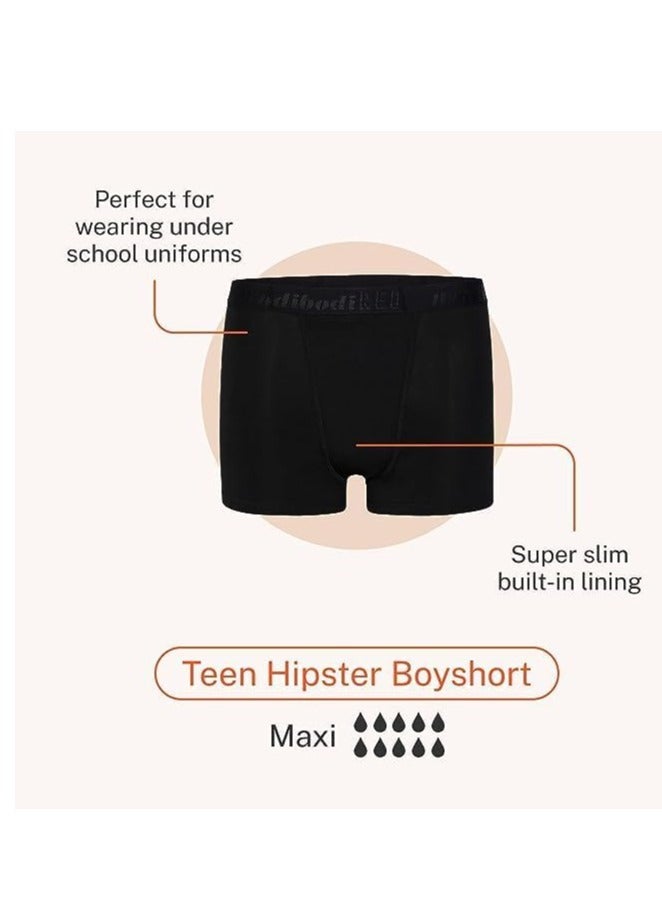 Teen Hipster Boyshort - Maxi Absorbency - Period Protection Underwear for Teens