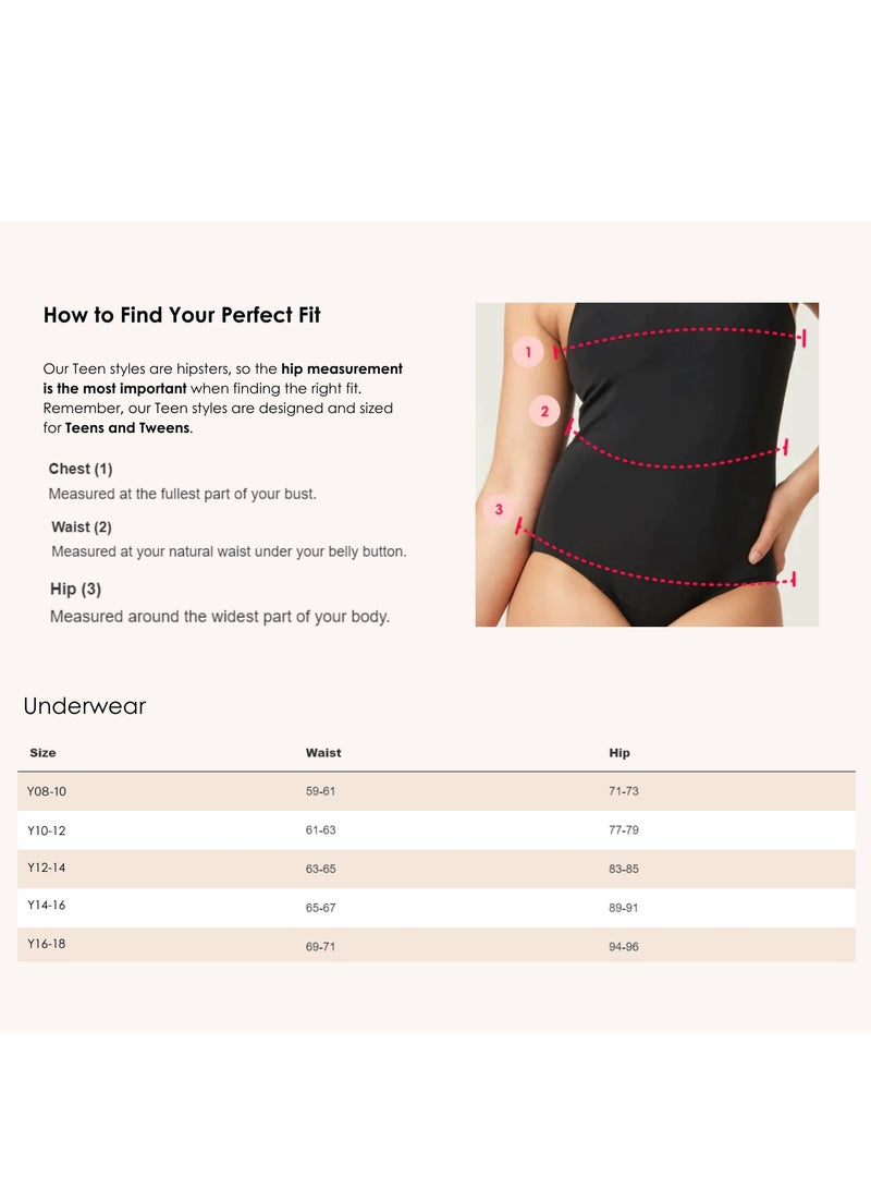 Teen Hipster Boyshort - Maxi Absorbency - Period Protection Underwear for Teens