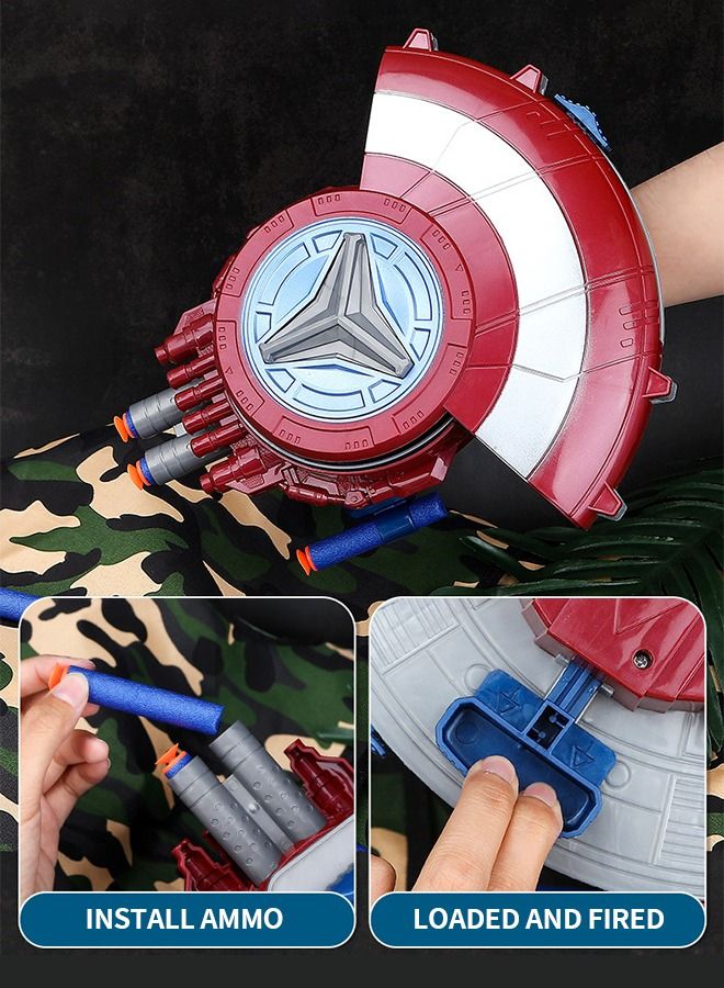 Avengers Mech Strike Captain America Strikeshot Shield Role Play Toy with 10 EVA Darts, Pull Handle to Expand, for Kids Ages 6 and Up